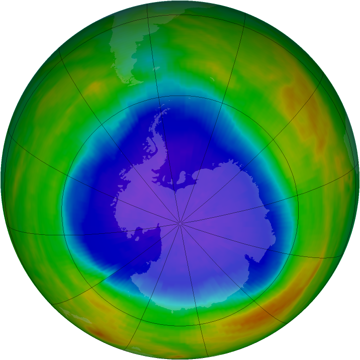 Antarctic ozone map for 03 October 1989